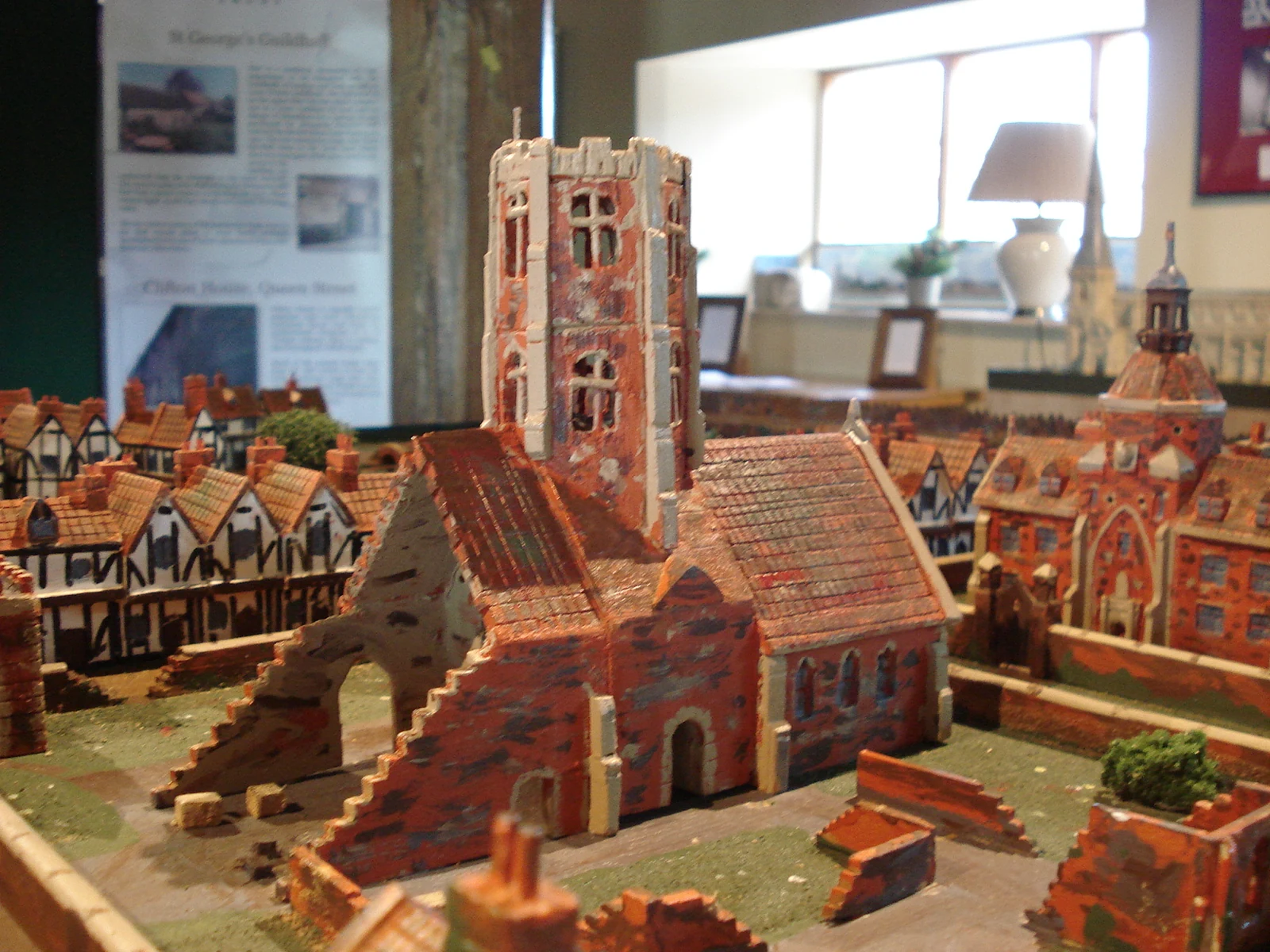 Church and surrounding buildings in the town model