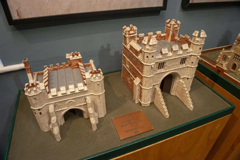 Scale models of two historic gateways displayed at Marriott's Warehouse